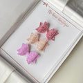 Small scalloped glitter bows set of 3