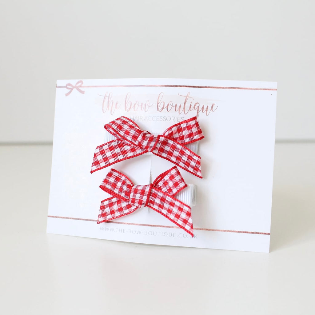 School gingham hand tied clips | 9 Colours