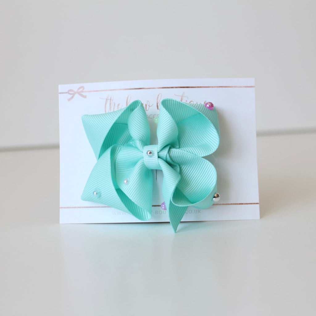 Colourfun pearl ribbon bows | 8 Colours | Clip, headband or bobble