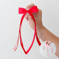 Red tail pinch ribbon bow | 2 sizes | Clip or bobble