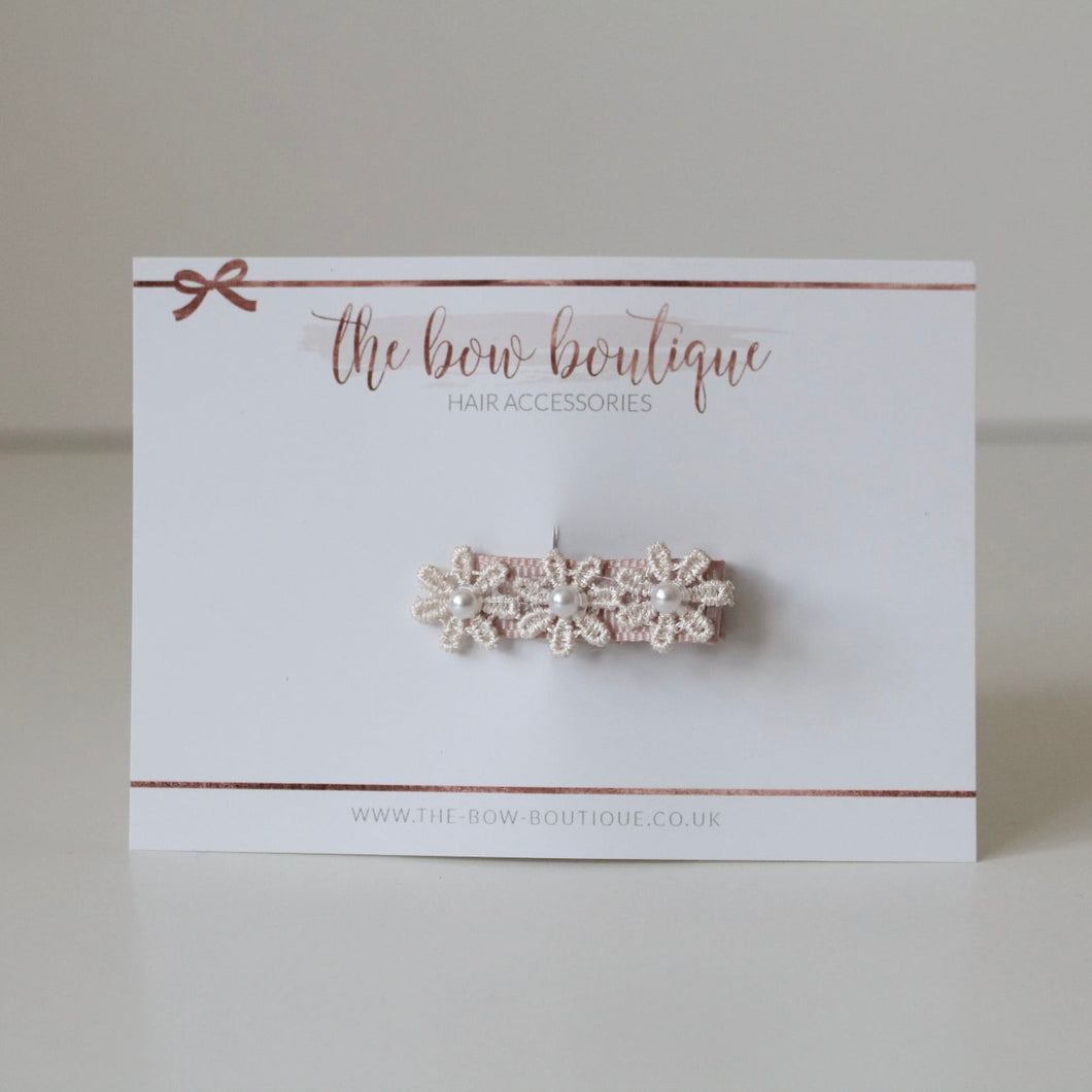 Delicate soft  light dusky pink daisy & pearl  flowers - Clip or headband