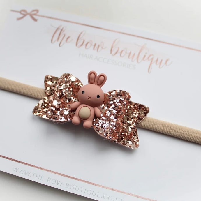 Copper small chunky  bunny bow - Easter
