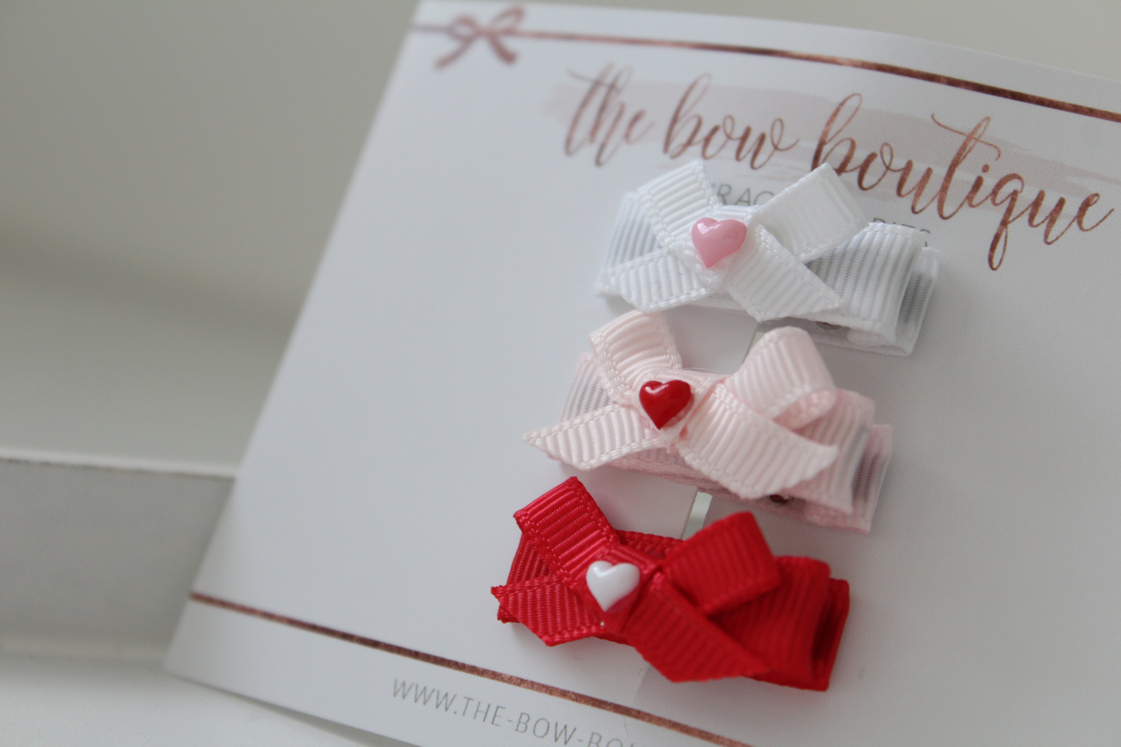 My first heart ribbon clips