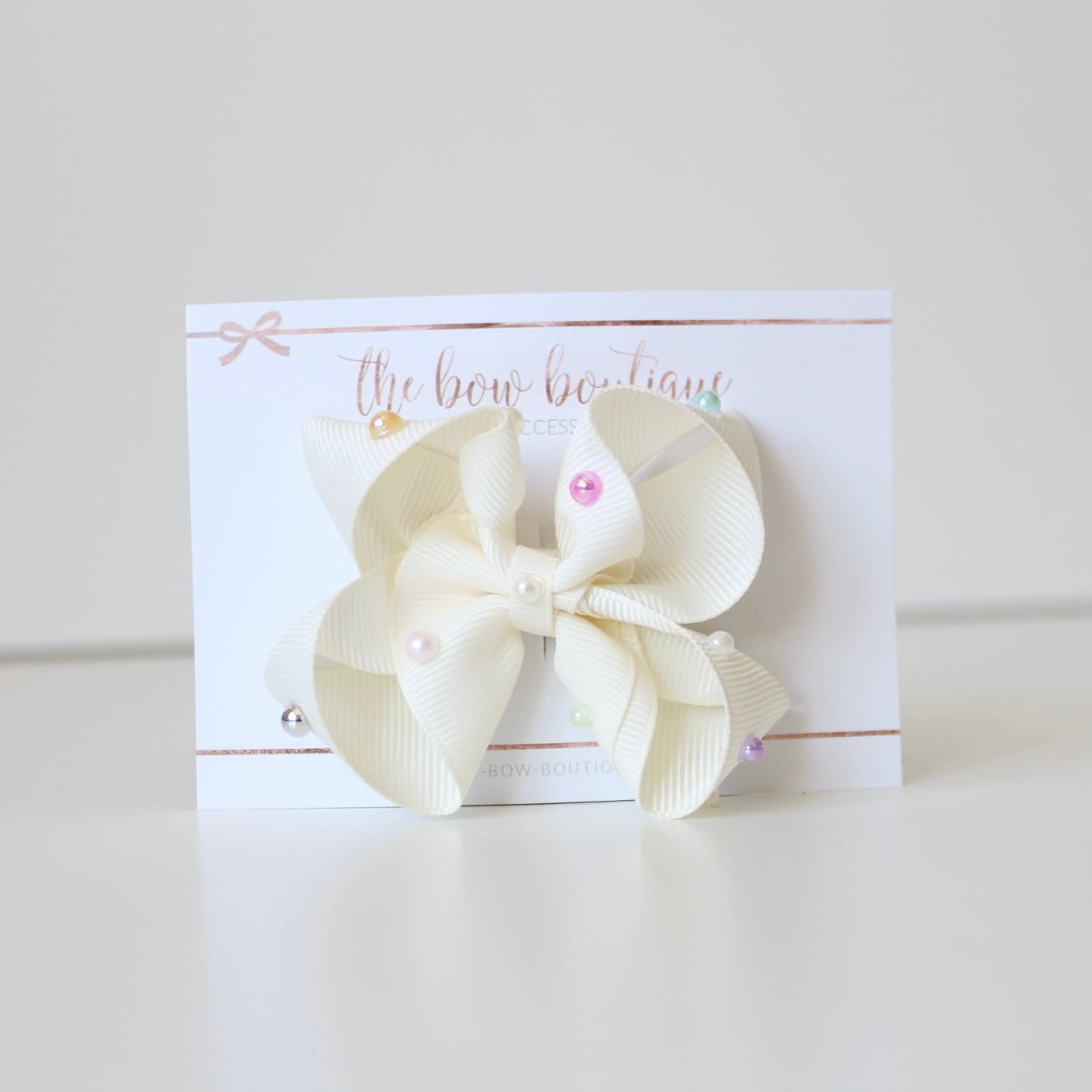 Colourfun pearl ribbon bows | 8 Colours | Clip, headband or bobble