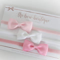 The pink pinch bow headband set