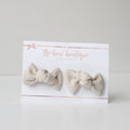 My first pigtail clip set | Ecru petite knot