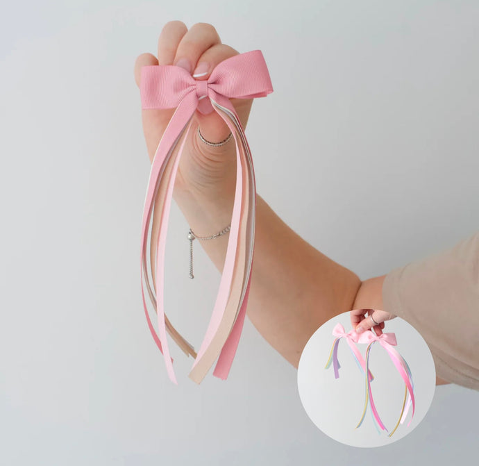 Neutral tail pinch ribbon bows - 2 sizes
