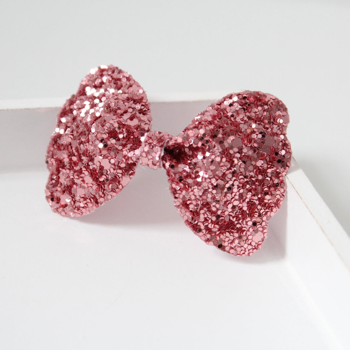 Blush scalloped glitter bow | Clip or headband