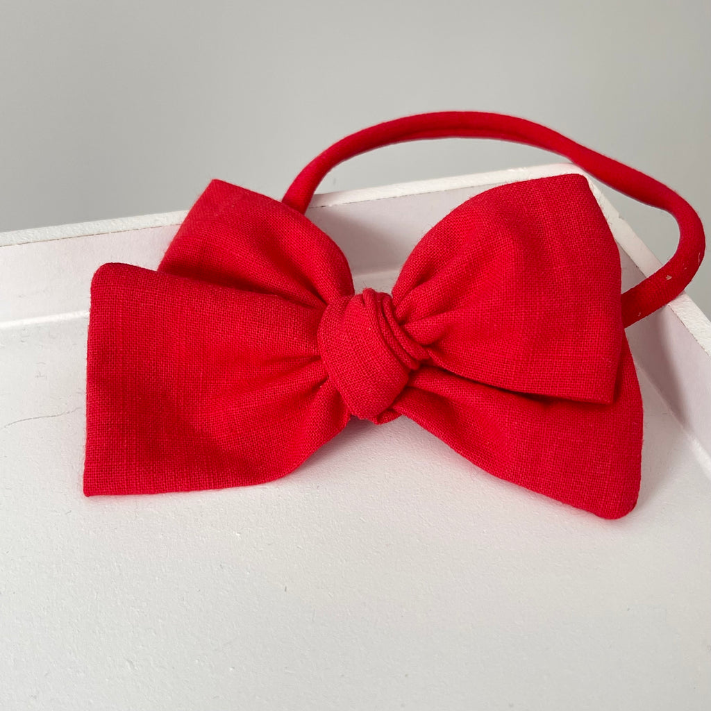 Red bows | 3 Bow styles | Option to personalise | Clip, headband or bobble