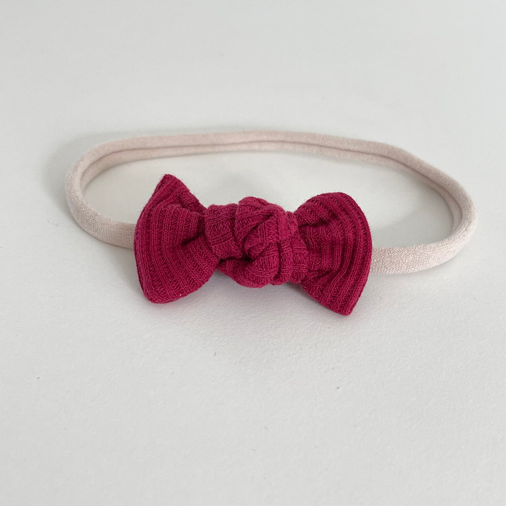 Petite jersey ribbed knot bows | 20 Colours | Clip, headband or bobble