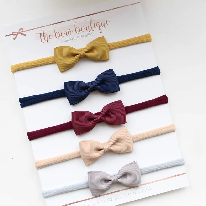 Autumn pinch bow nylon headband set