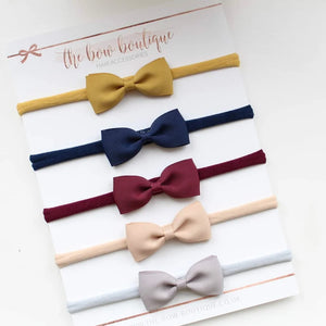 Autumn pinch bow nylon headband set
