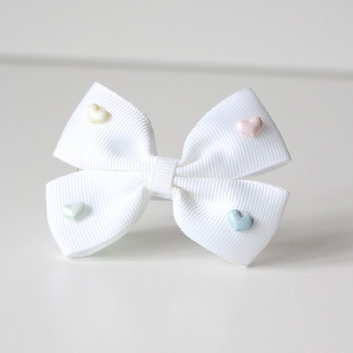 Double pinch heart ribbon bows | Valentines | Clip bobble or headband