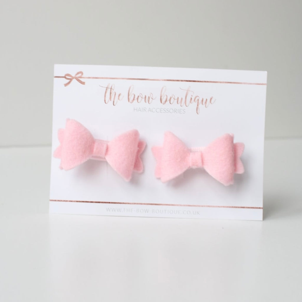My first pigtail clip set | Pink felt mini baby