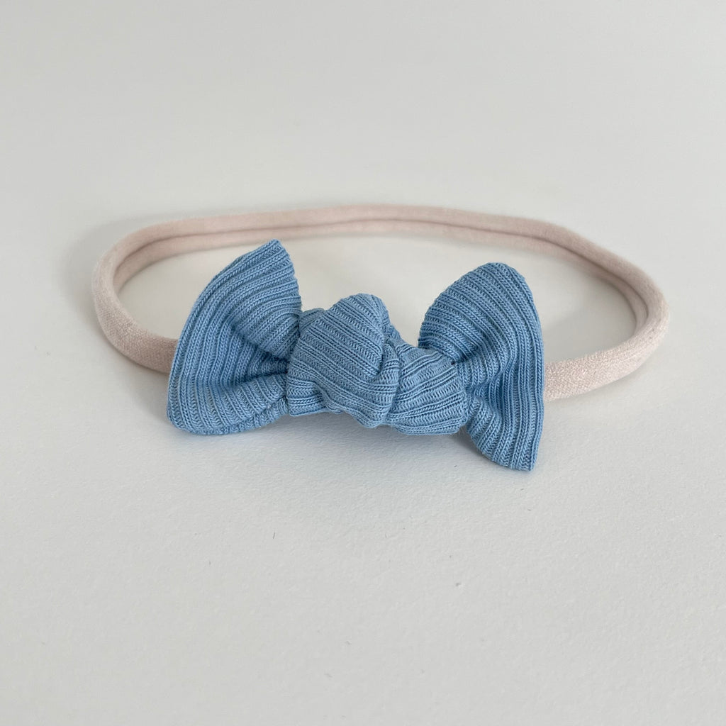 Petite jersey ribbed knot bows | 20 Colours | Clip, headband or bobble