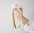 Neutral hearts tail pinch ribbon bow | 2 sizes | Clip or bobble