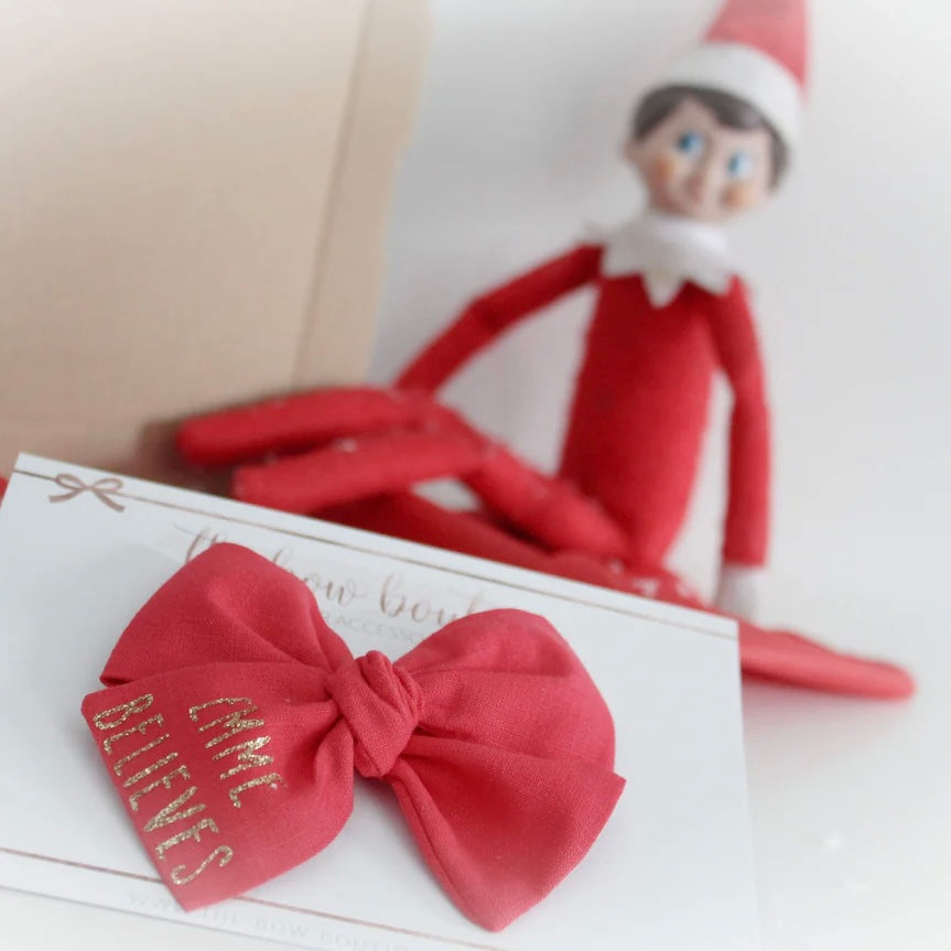 Christmas believe glitter bow | Clip, headband or bobble