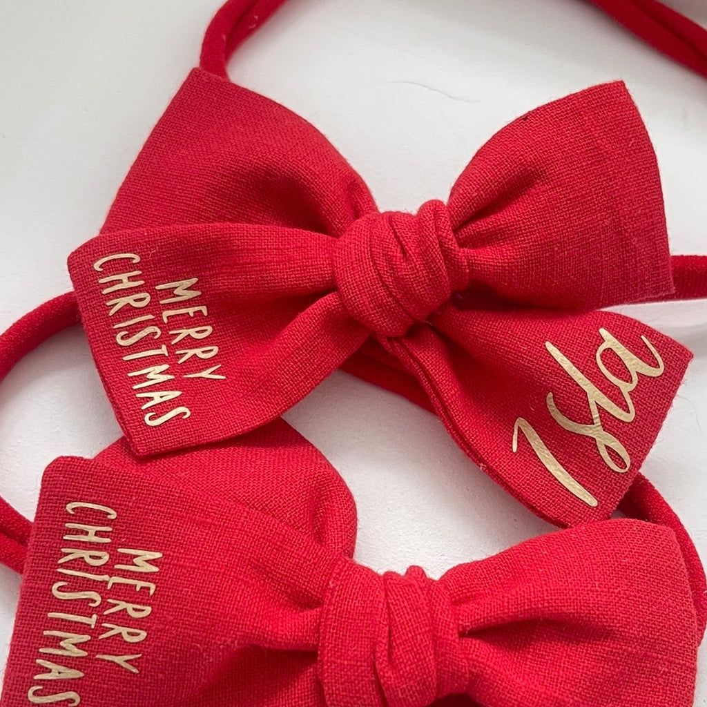 Merry Christmas sweetheart bow | Clip, headband or bobble
