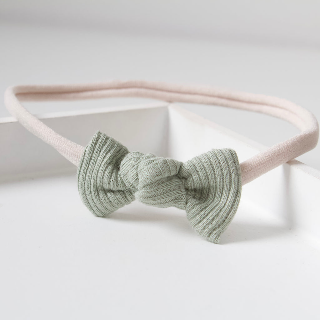 Petite jersey ribbed knot bows | 20 Colours | Clip, headband or bobble