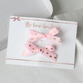Pink & gold heart ribbon bow clips
