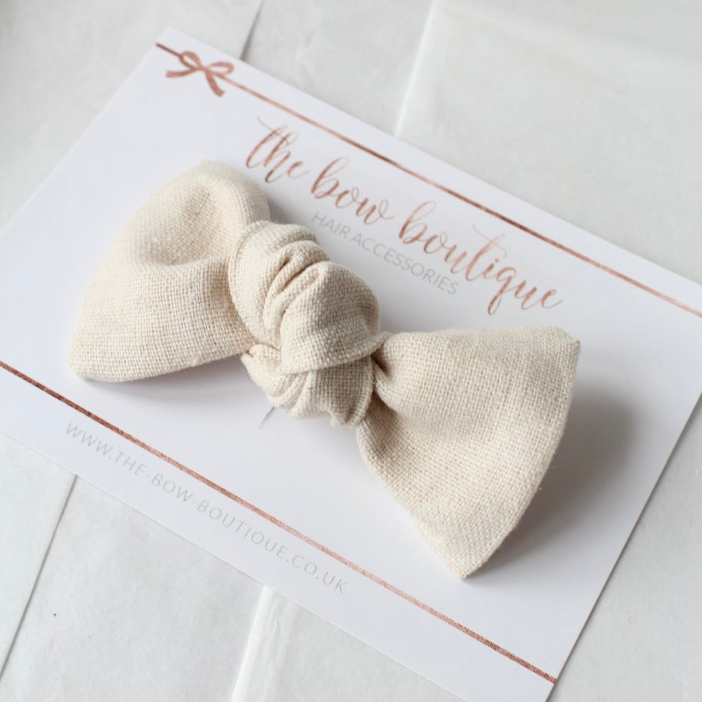 Linen knot bows | 10 Colours | Clip, headband, bobble or alice band