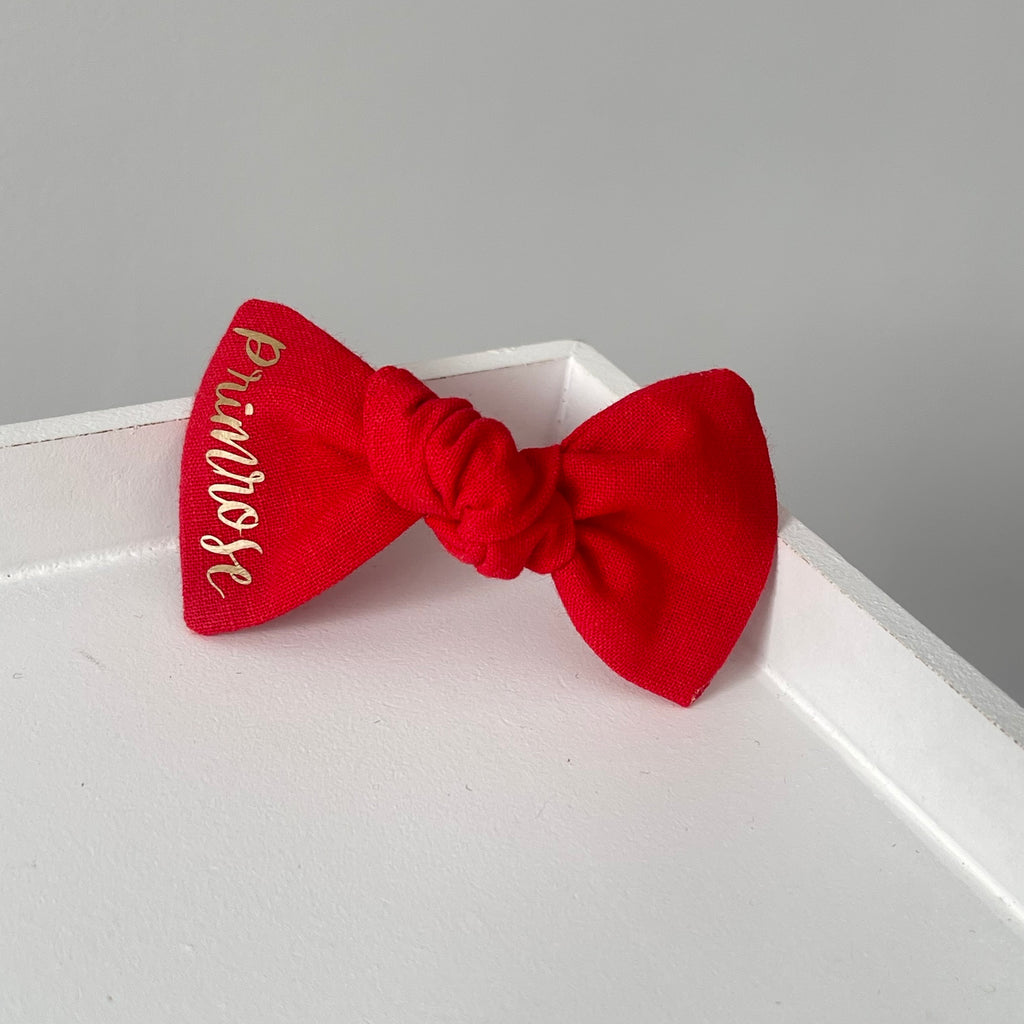 Red bows | 3 Bow styles | Option to personalise | Clip, headband or bobble