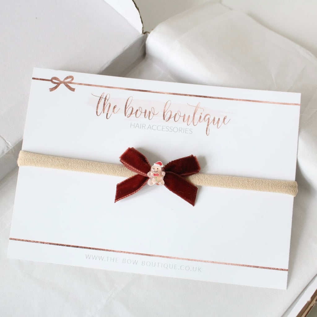 Mini velvet christmas bow | Clip or headband