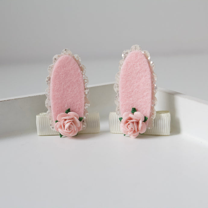 My first bunny ear pigtail clips
