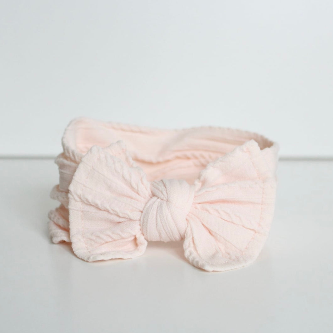 Light peach cable headwrap