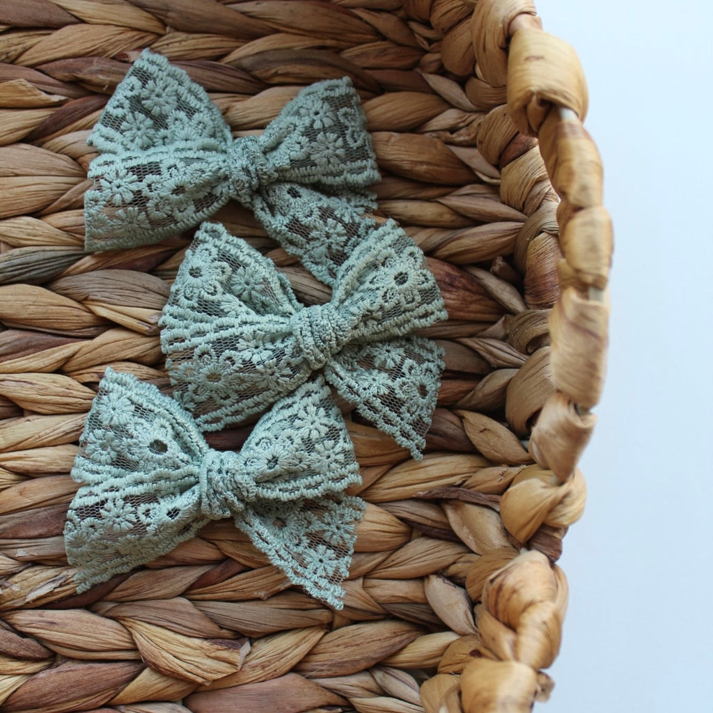 Sage Lace bow | Clip or headband