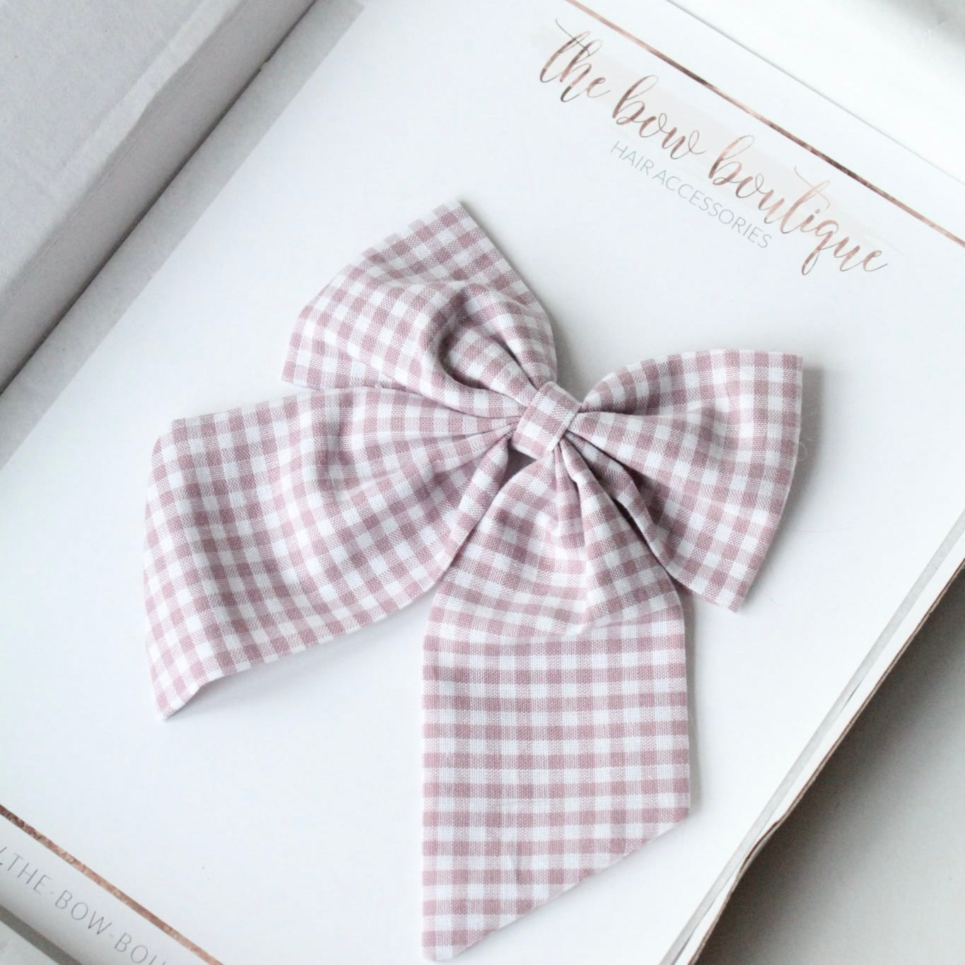 Dusky gingham Signature Bow | Clip or bobble