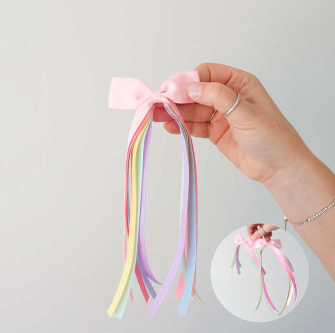 Rainbow tail pinch ribbon bows - 2 sizes