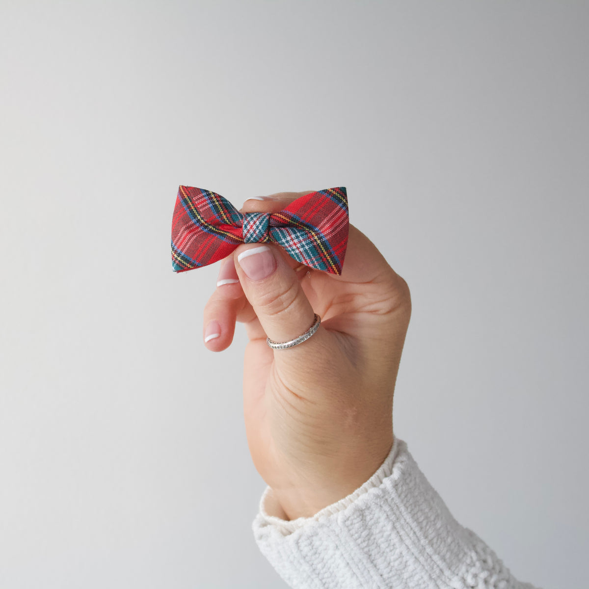 Tartan cotton pinch bow | Clip or headband