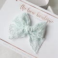 Soft blue Lace bow | Clip or headband