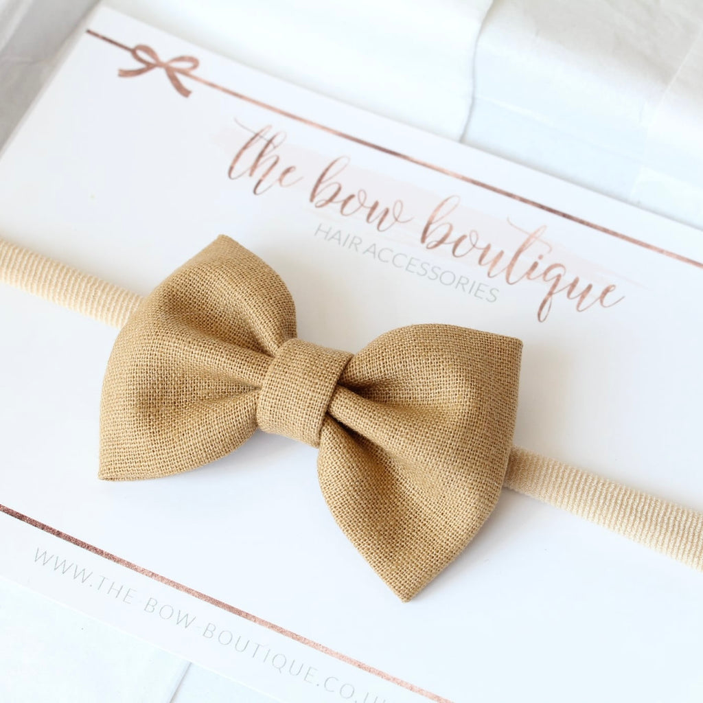 Cottage linen bow | 3 Sizes | 13 Colours | Clip, headband or bobble