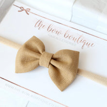 Load image into Gallery viewer, Cottage linen bow | 13 Colours | Clip or headband