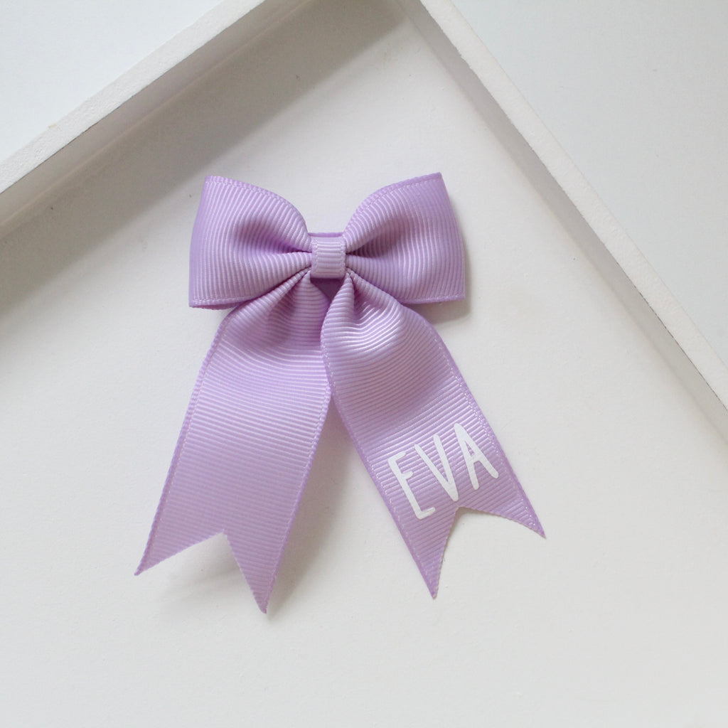 Personalised tail pinch ribbon bows | 33 colours | Clip or bobble