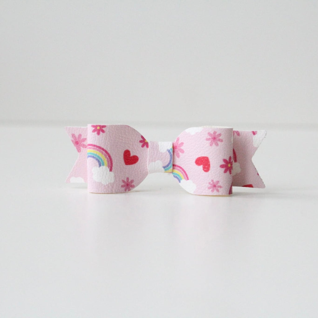 Rainbow, daisy & hearts small bows