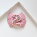 Birthday double pinch ribbon bow | Dusky pink | Clip, headband or bobble