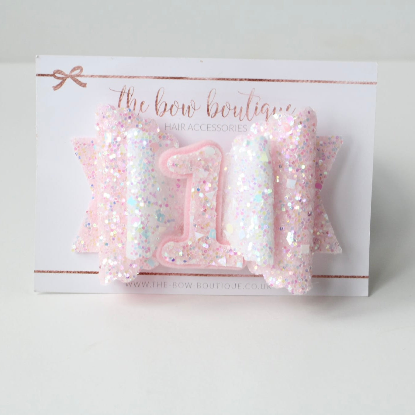 Glitter birthday ribbon bow | Clip or headband