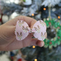 Pinkmas reindeer scalloped bow | Clip or headband
