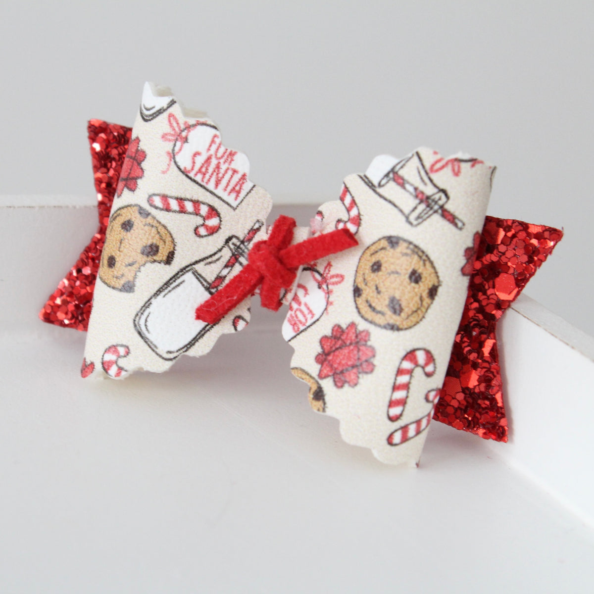 Christmas milk & cookie bow | Clip or headband
