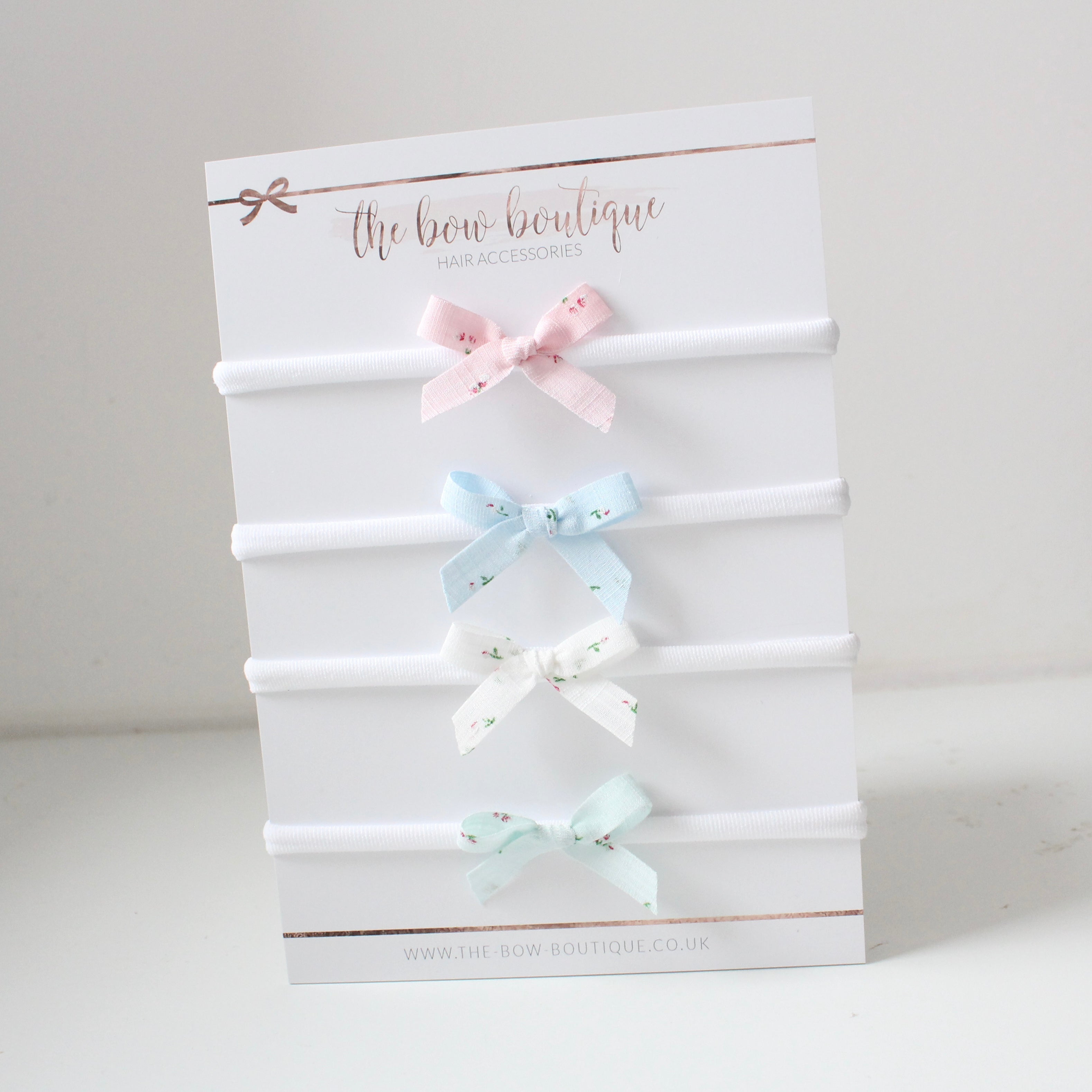 Floral hand tied ribbon bows | 4 Colours | Clip or headband