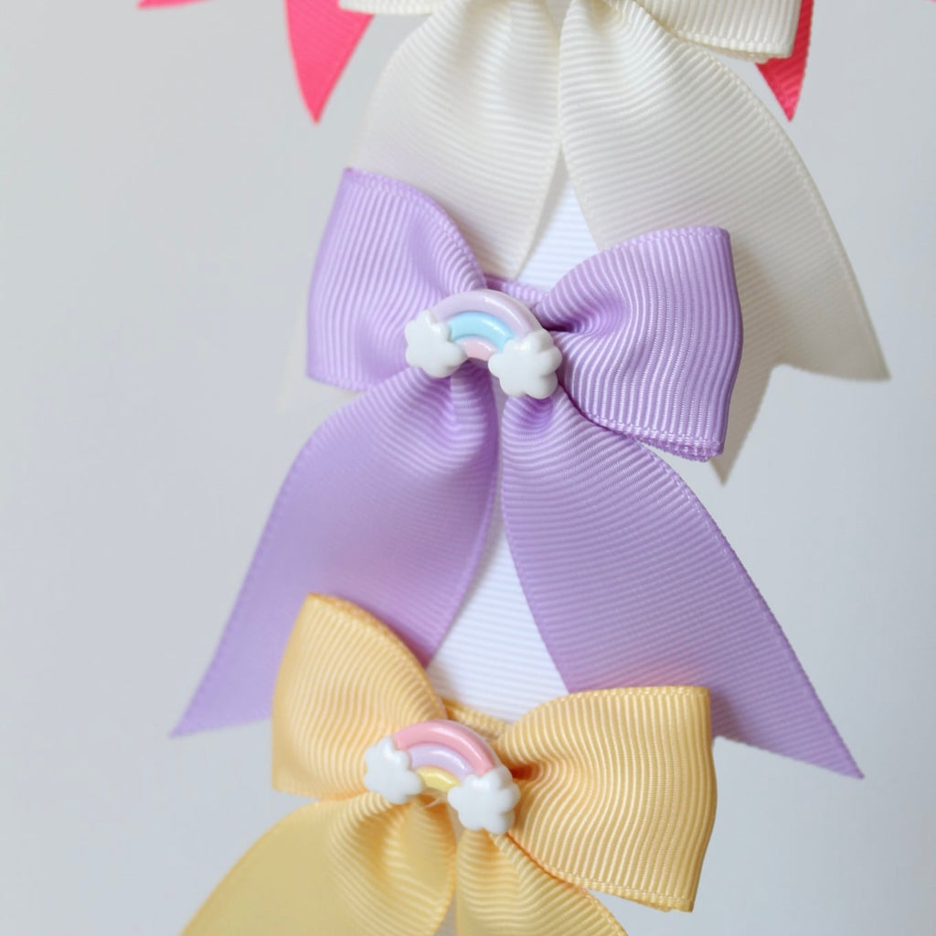 Rainbow long tail pinch bows | 6 colours | Clip or bobble