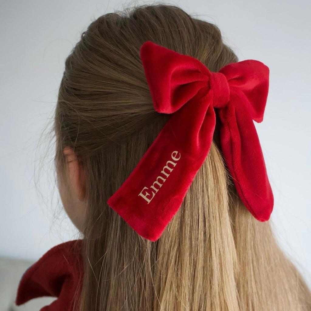 Velvet large bow clip