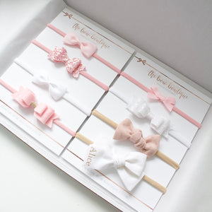 Soft pink new baby headband set
