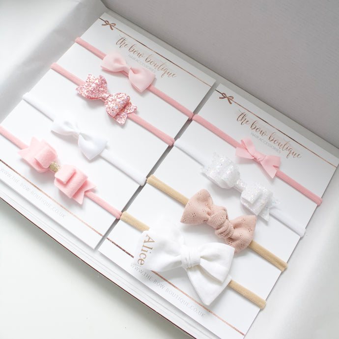 Soft pink new baby headband set