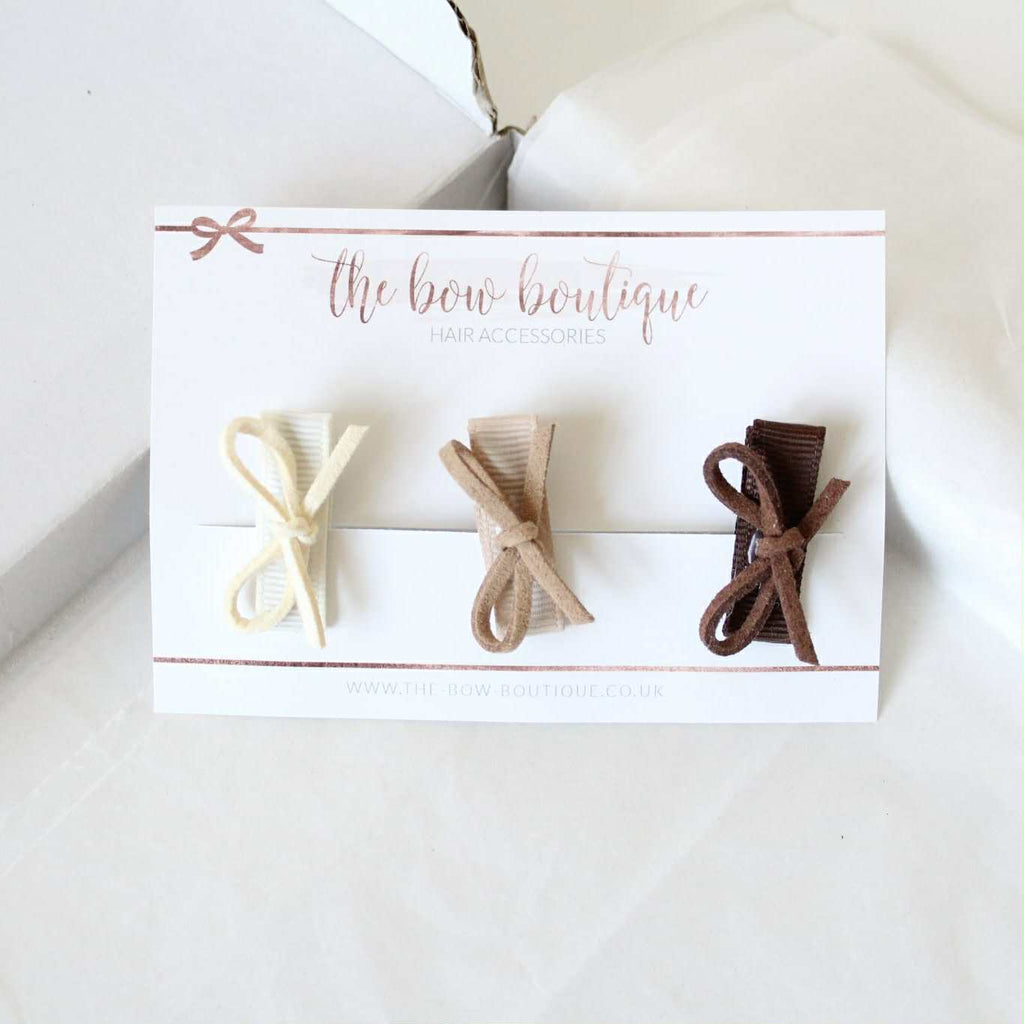 Suede bows set of 3 | Neutrals