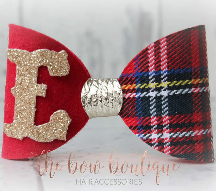 Personalised tartan bow clip
