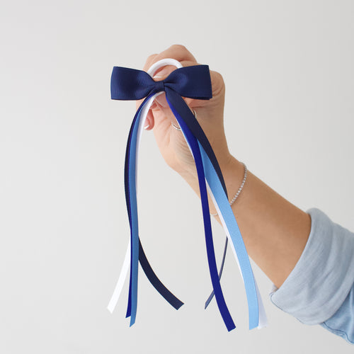Blue tail pinch ribbon bow | 2 sizes